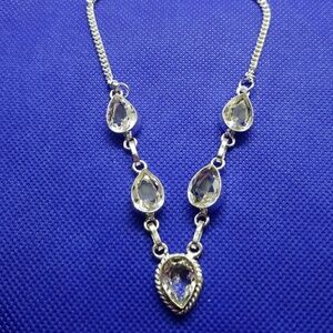 Nwot!! White topaz 925 silver necklace handmade